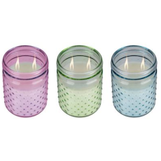 Candle  with 2 Wicks in Round Glass Container, 12.8cm - assorted 